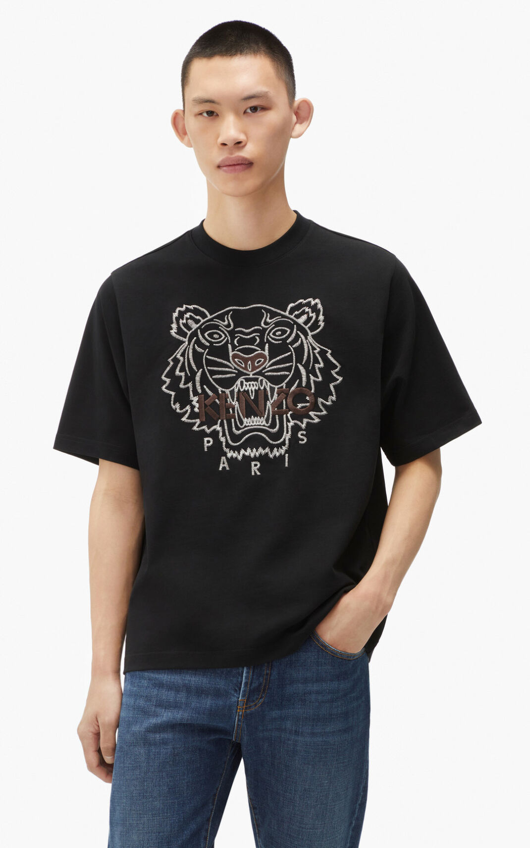 Camisetas Kenzo Loose fitting Tiger Hombre Negras XVY196058